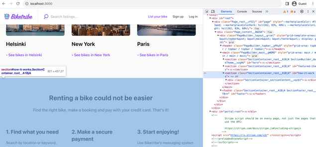 Inspect element through the browser's developer tools